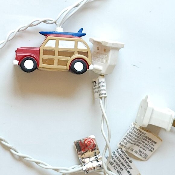 FUN TRAVEL STRING LIGHTS SHARKS SURF BOARDS STATION WAGON BEACH SAND AND SURF - Picture 9 of 12